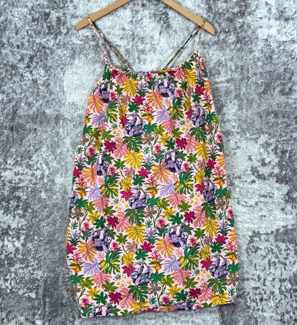 Printfresh Nightgown 3X Womens Organic Cotton Cami Nightgown In Snoozing Sloth